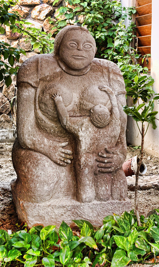 Travel Photograph - Mother and Child Mexican Stone Carving by Linda Phelps