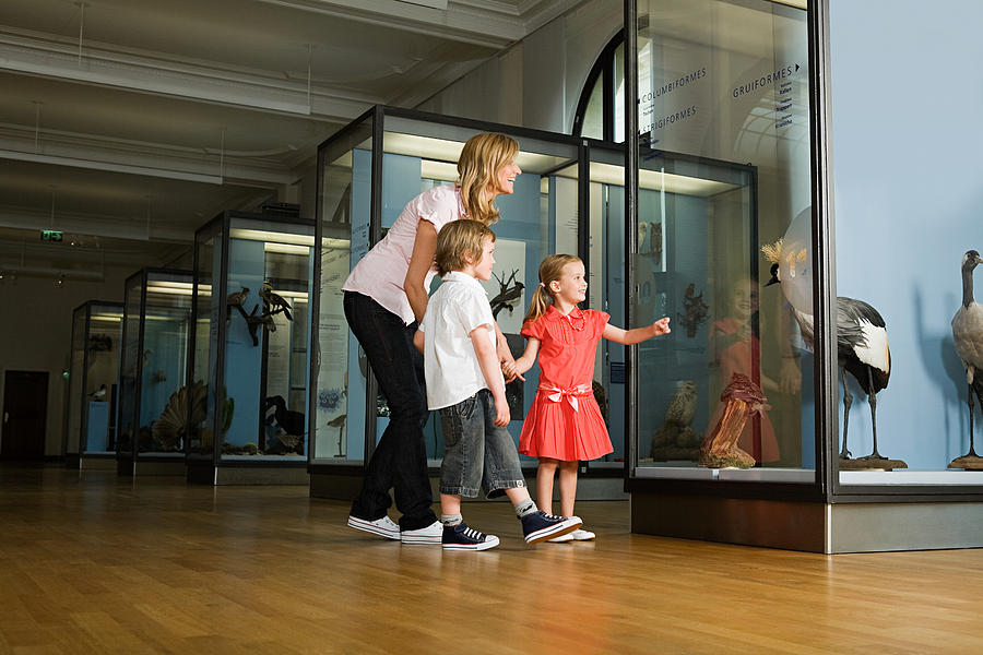 Mother and children looking at a museum exhibit Photograph by Image Source
