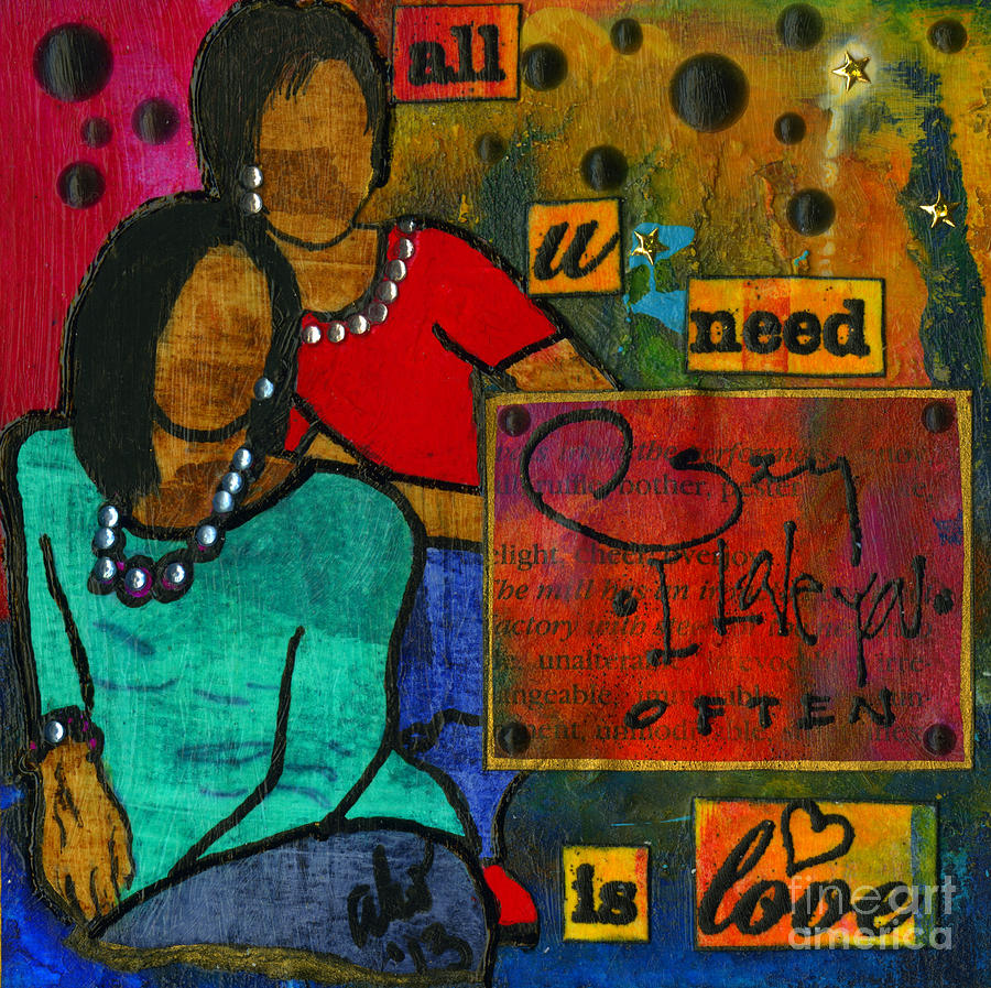 Mother And Daughter Mixed Media