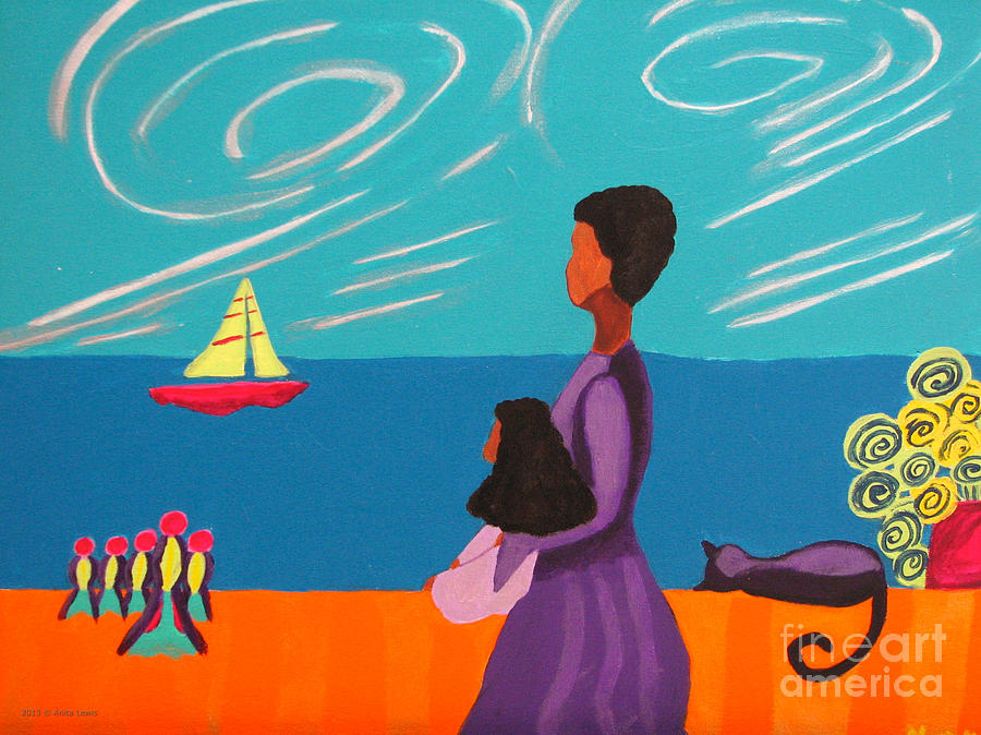 Mother And Daughter Painting by Anita Lewis
