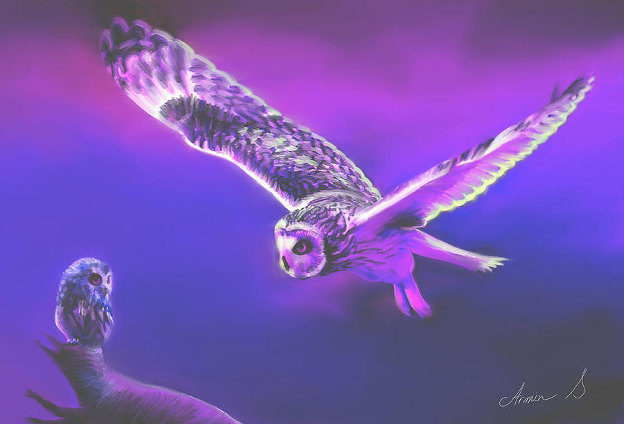 Mother and Daughter Owl spirit. Painting by Armin Sabanovic