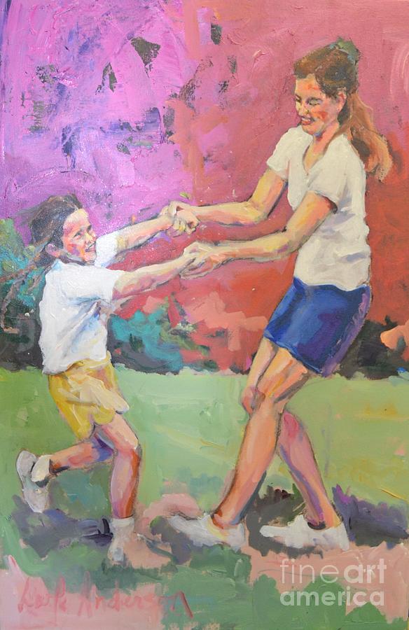 Mother and Daughter Playing Painting by Leola Anderson - Fine Art America