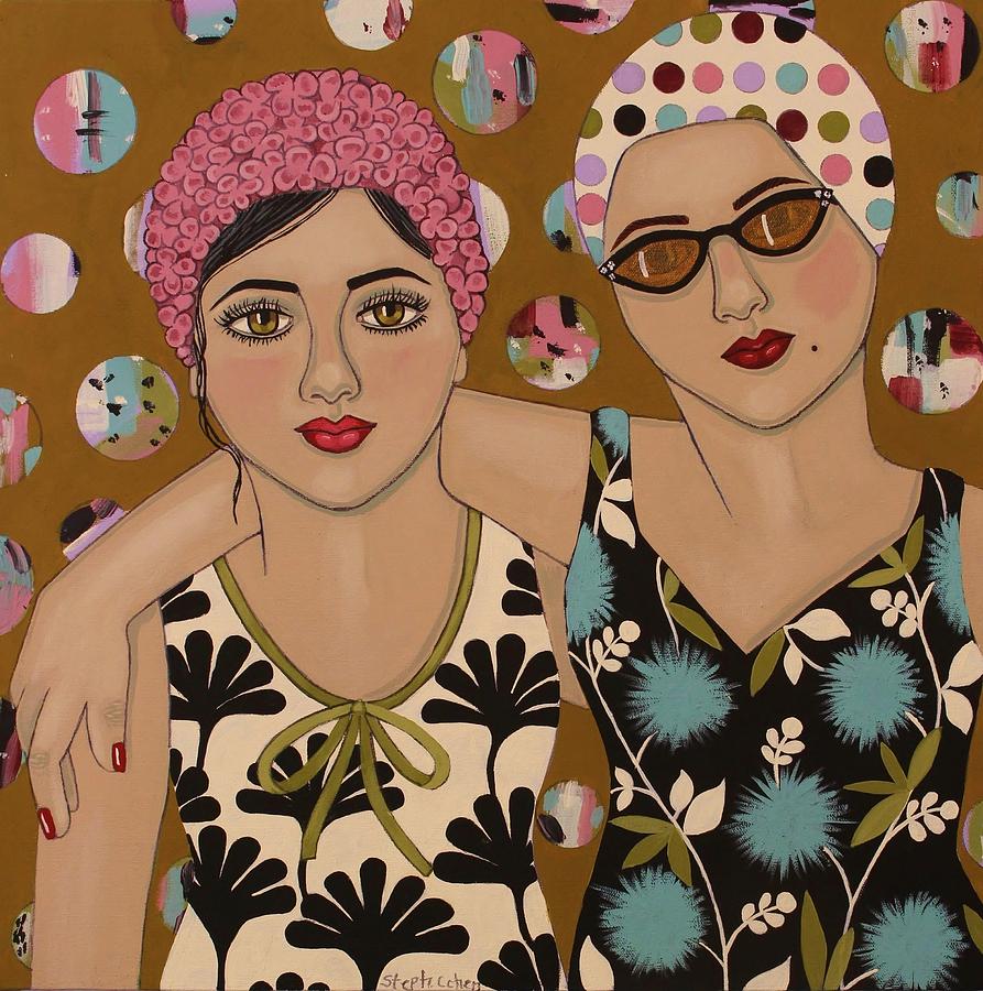 Vintage Painting - Mother and Daughter by Stephanie Cohen