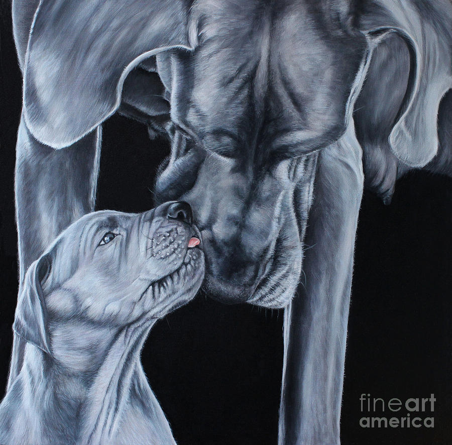 Great Dane Painting - Mother And Son by Caroline Collinson