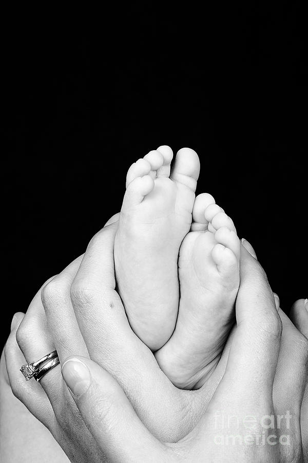 Parenthood Movie Photograph - Mother and son hands and feet by Jane Rix