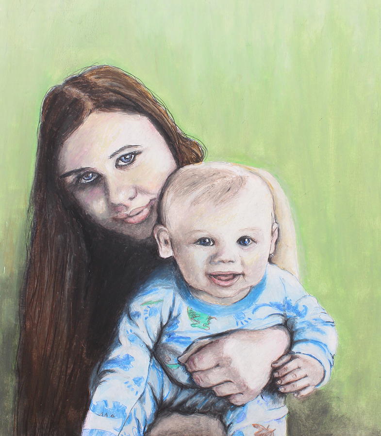 Nature Painting - Mother and Son by Jeanne Fischer
