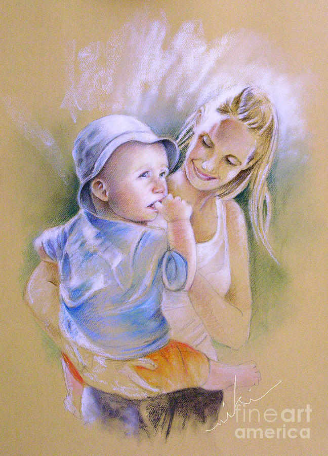 Mother and Son Painting by Miki De Goodaboom