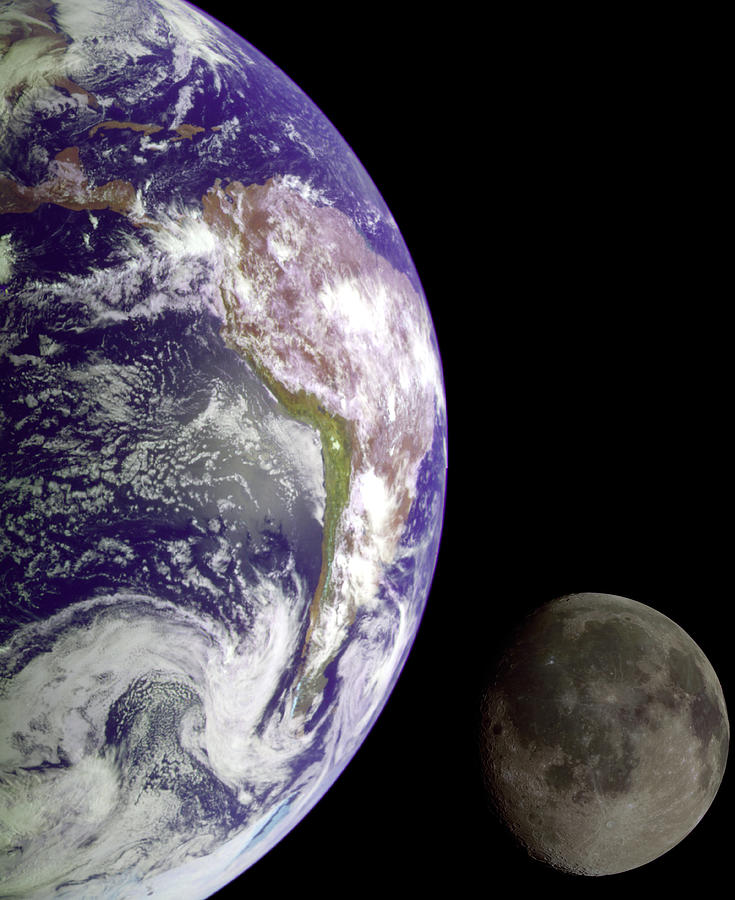 Mother Earth and Her Moon Photograph by Nasa Usgs
