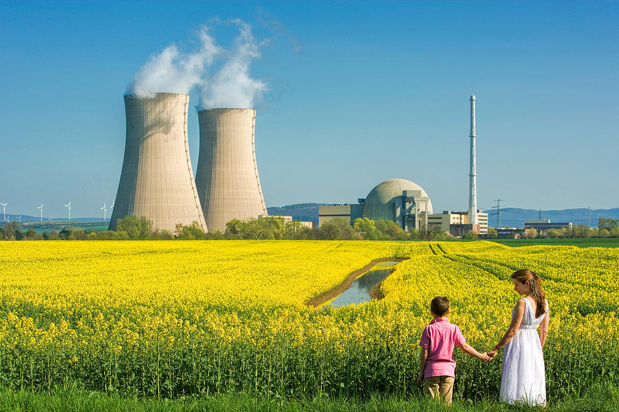 Mother Holding Hands with Son at Nuclear Power Station Photograph by RelaxFoto.de
