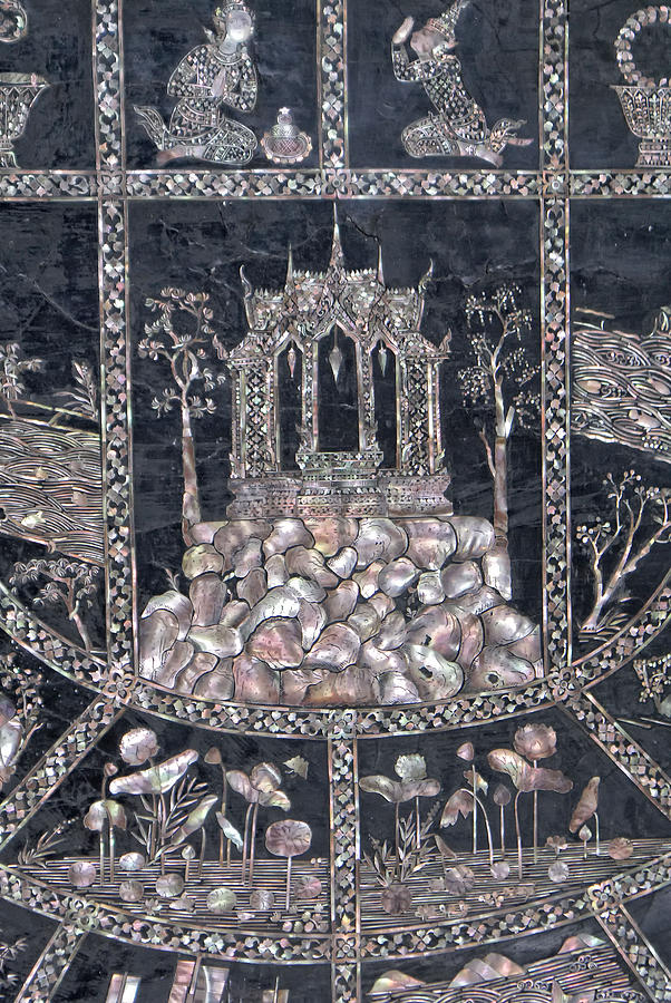 Mother of Pearl images from the feet of the Buddha at Wat Pho Digital Art by Carol Ailles