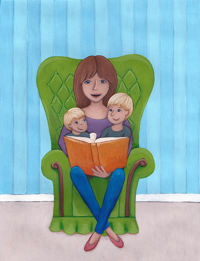 Mothers Day Painting - Mother Reading by Christy Beckwith