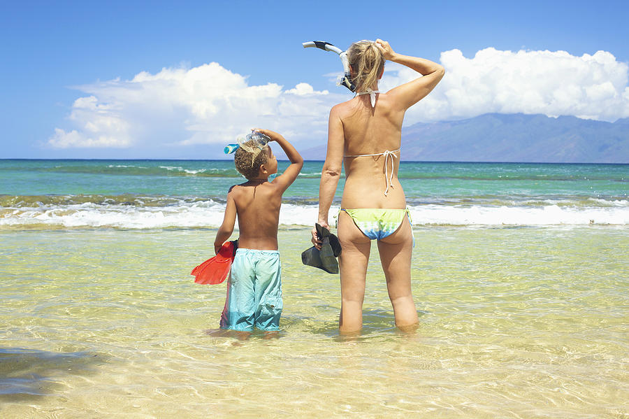 Mother Son Snorkel Photograph by Kicka Witte