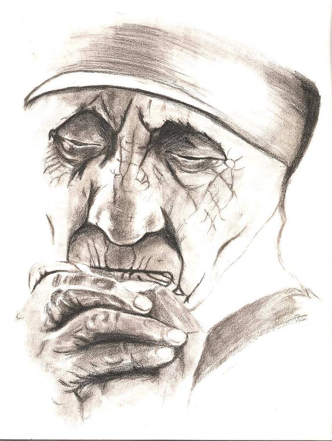 Portrait Drawing - Mother Teresa by Bindu N