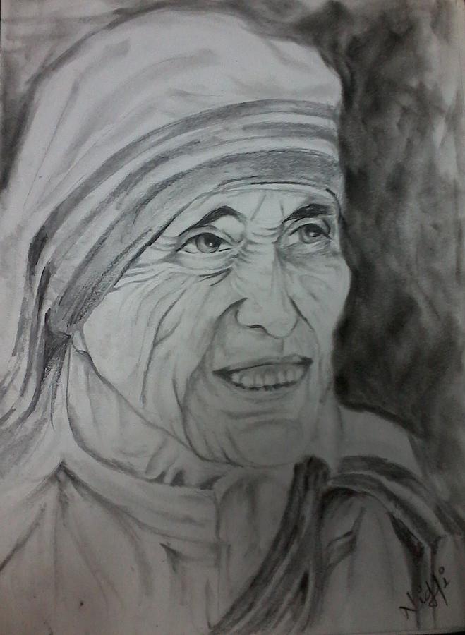 Mother Teresa Drawing by Nidhi Muktikar - Fine Art America