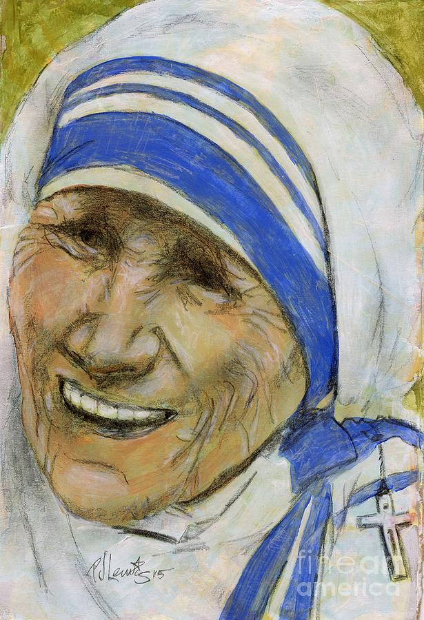 World Leaders Painting - Mother Teresa by PJ Lewis