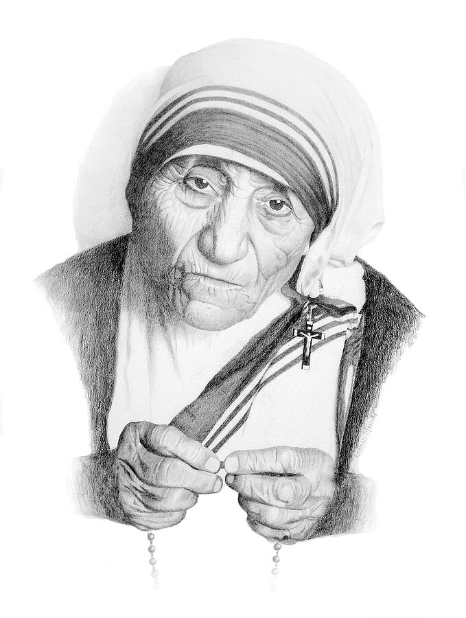 Mother Theresa Drawing by Conrad Mieschke