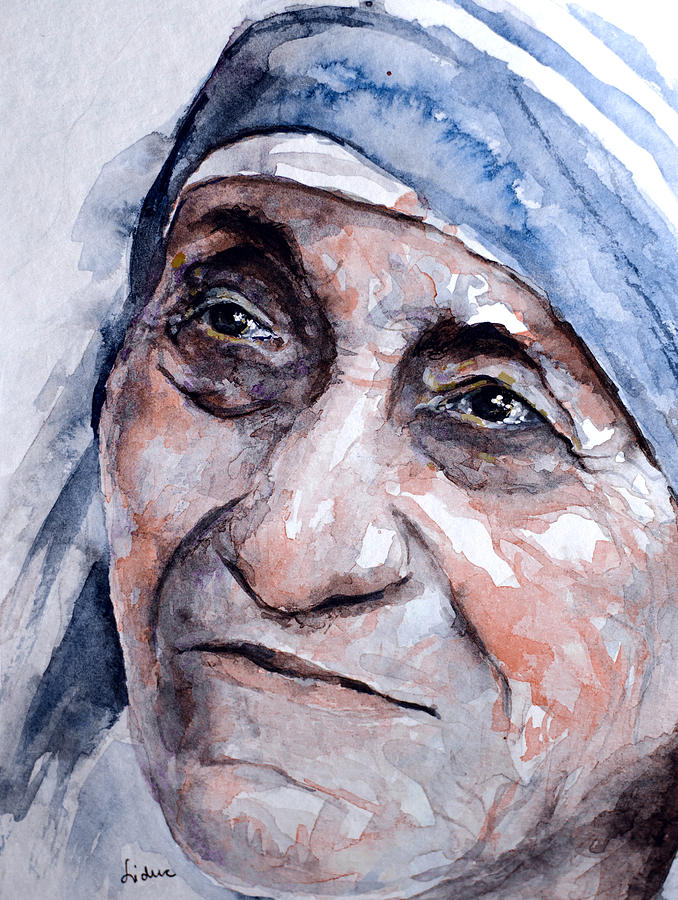Mother Theresa watercolor Painting by Laur Iduc