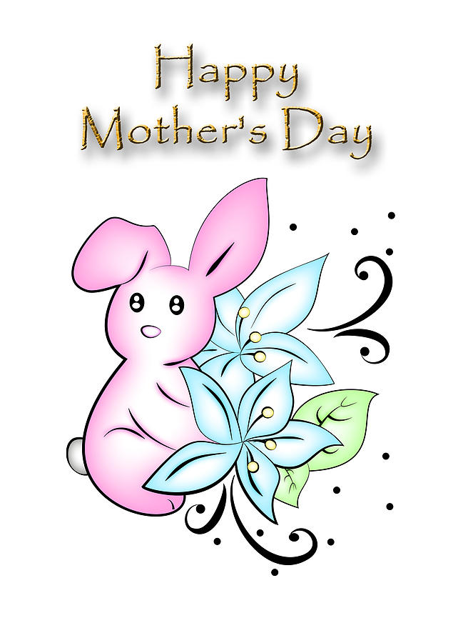 Mothers Day Digital Art - Mothers Day Bunny by Jeanette K