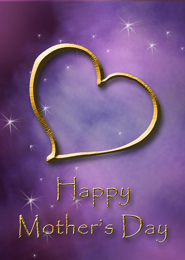 Candy Digital Art - Mothers Day Gold Heart by Jeanette K