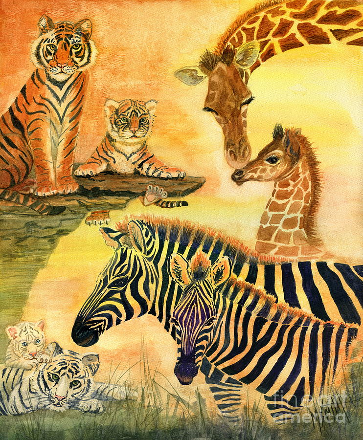 Tiger Painting - Mothers Day In The Wild Kingdom by Marilyn Smith