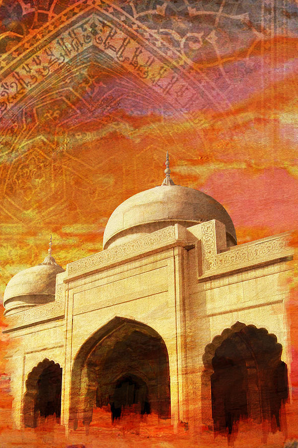 Architecture Painting - Moti Masjid by Catf