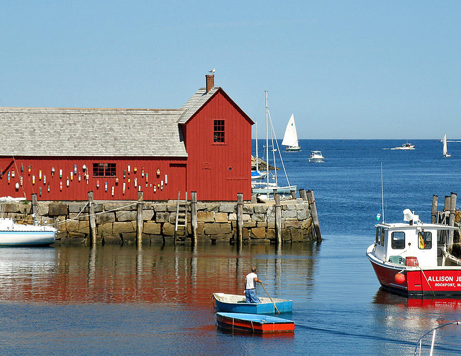 Boat Photograph - Rockports Motif #1 by Jean Hall