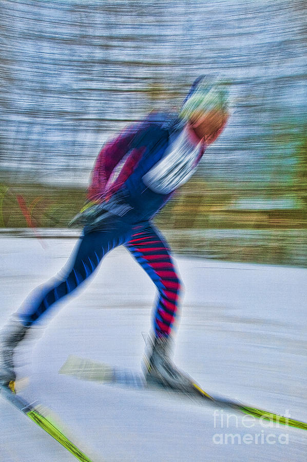 Motion blurred cross country skier. Photograph by Don Landwehrle