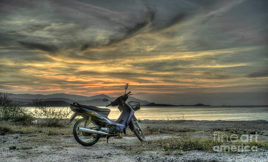 Motorbike At Sunset Photograph by Michelle Meenawong
