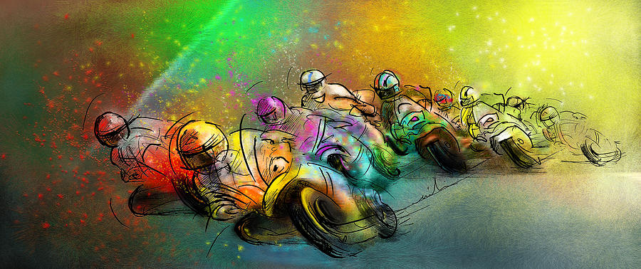Sports Digital Art - Motorbike Racing 02 by Miki De Goodaboom