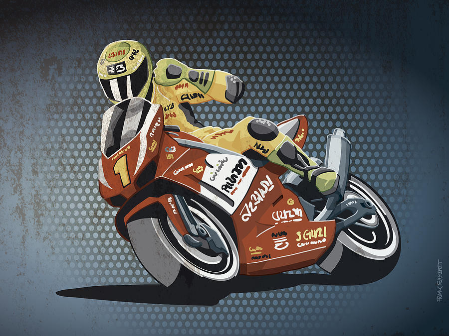 Sports Digital Art - Motorbike Racing Grunge Color by Frank Ramspott