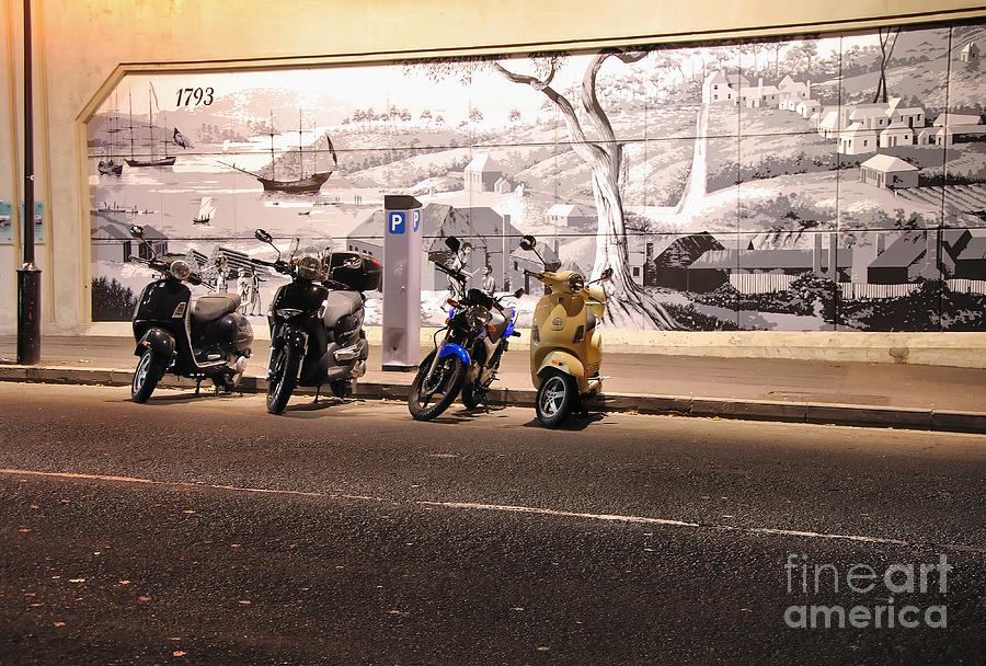 Motorbikes Waiting Photograph by Kaye Menner