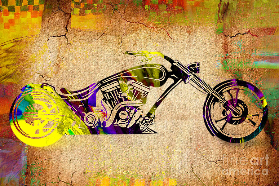 Motorcycle Mixed Media - Motorcycle Chopper by Marvin Blaine