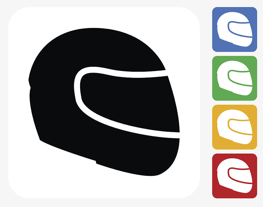 Motorcycle Helmet Icon Flat Graphic Design Drawing by Bubaone