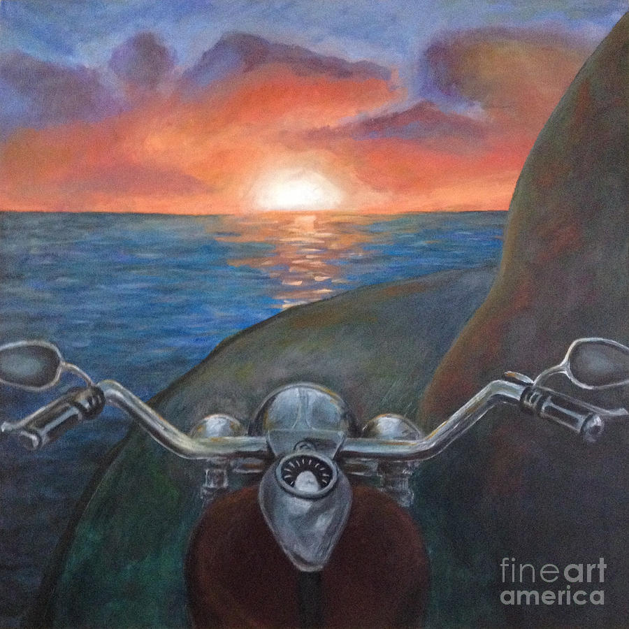 Motorcycle Sunset Painting by Samantha Geernaert