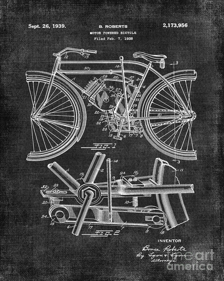 Motorized Bike Patent Digital Art By Edit Voros Fine Art America