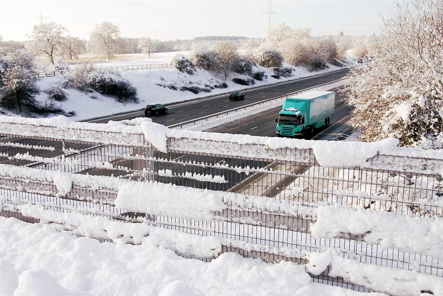 Motorway After Heavy Snowfall Photograph by Trl Ltd./science Photo Library