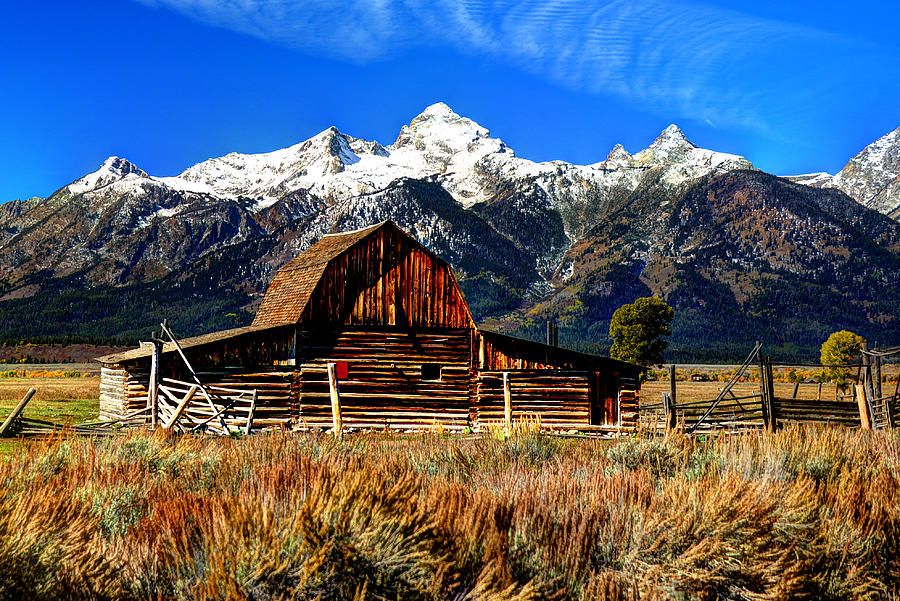 Moultan Barn and the Tetons Photograph by Jean Hutchison
