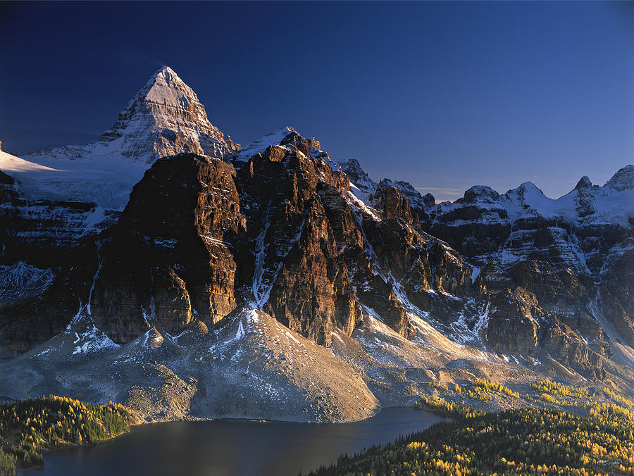 Assiniboine Photograph - Mount Assiniboine and Sunburst Peak at sunset by Richard Berry Assiniboine Photograph - Mount Assiniboine and Sunburst Peak at sunset by Richard Berry