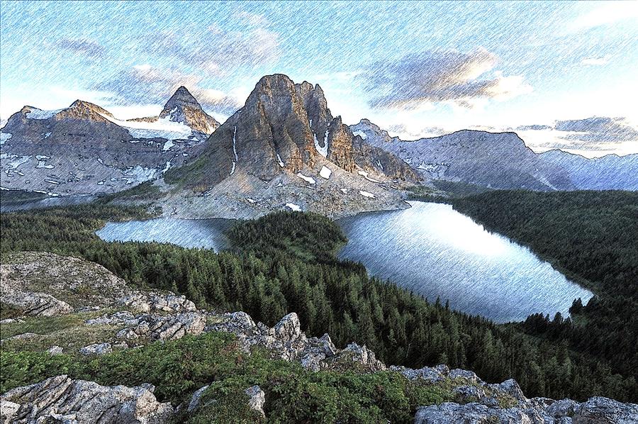 Mount Assiniboine in Pencil Digital Art by Maciek Froncisz