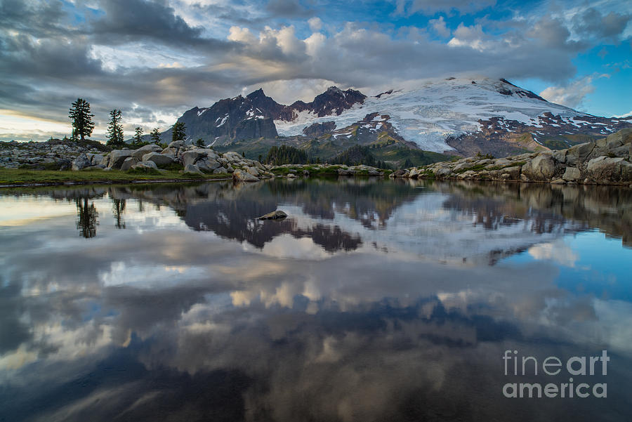 Mount Baker Reflection Cloudscape Photograph by Mike Reid