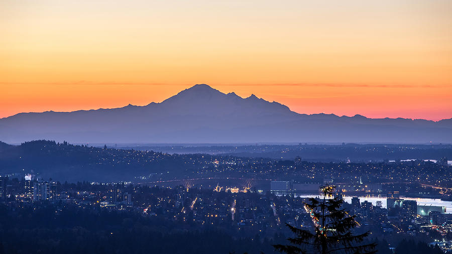 Mount Baker sunrise from West Vancouver Photograph by Pierre Leclerc Photography