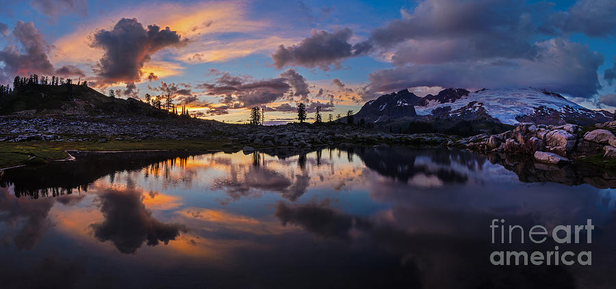Mount Baker Photograph - Mount Baker Sunset Cloudscape Panorama by Mike Reid