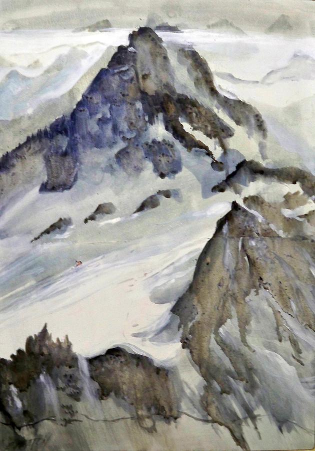 Mount Blanc Painting by Ed  Heaton