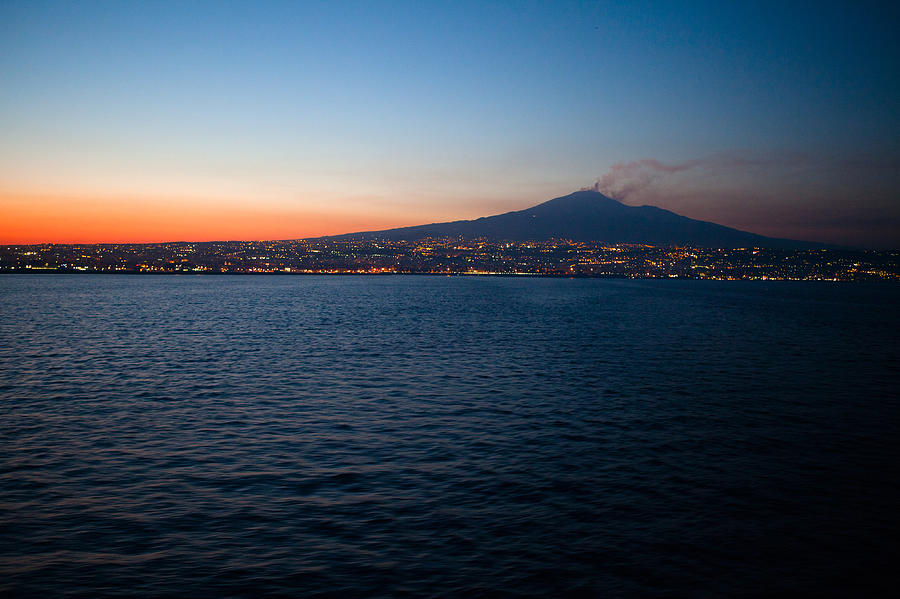 Mount Etna By Night, Catania, Italy Photograph by Angelafoto