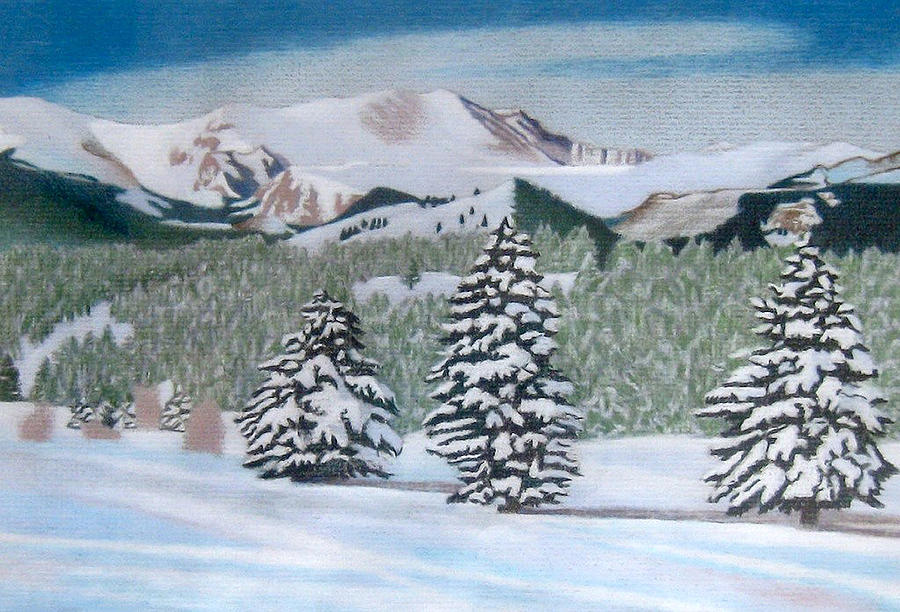 Mount Evans Winter Drawing by Dan Miller