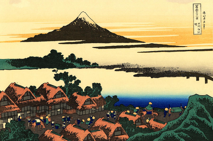 Tree Painting - Mount Fuji and the Village by Mountain Dreams