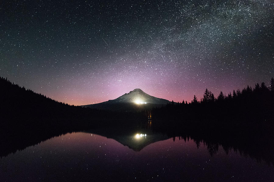 Mount Hood in Oregon reflected in the lake Photograph by Deimagine