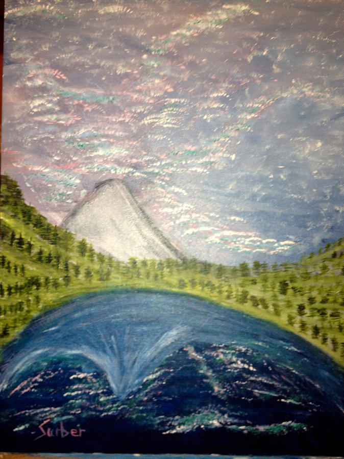 Mount Hood Night Sky Painting by Suzanne Surber