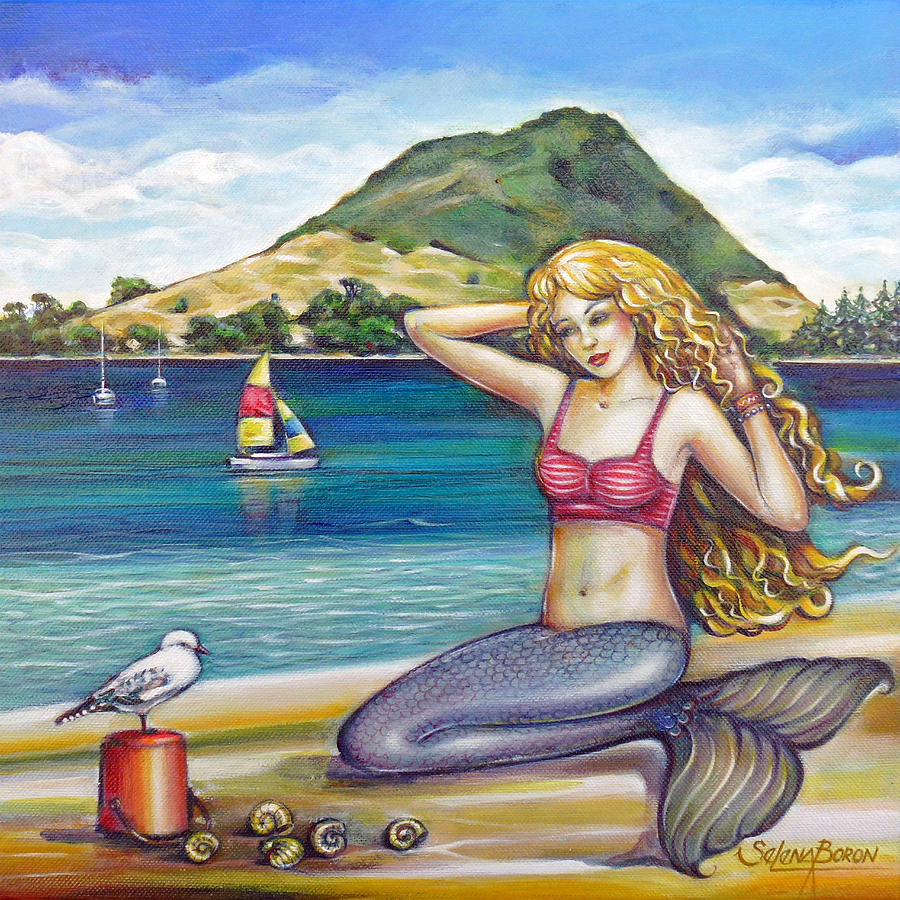 Mermaid Painting - Mount Maunganui Beach Mermaid 160313 by Selena Boron