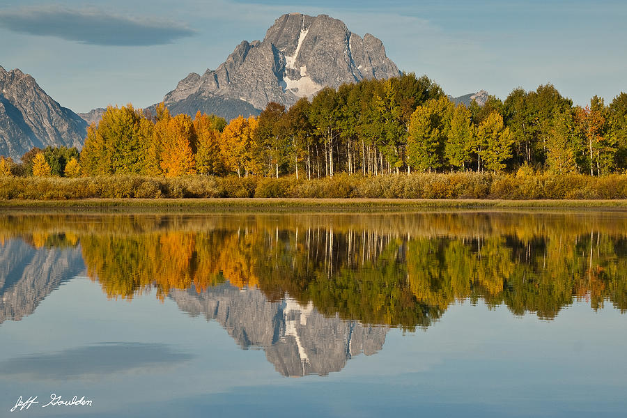 Mount Moran and Fall Colors Photograph by Jeff Goulden